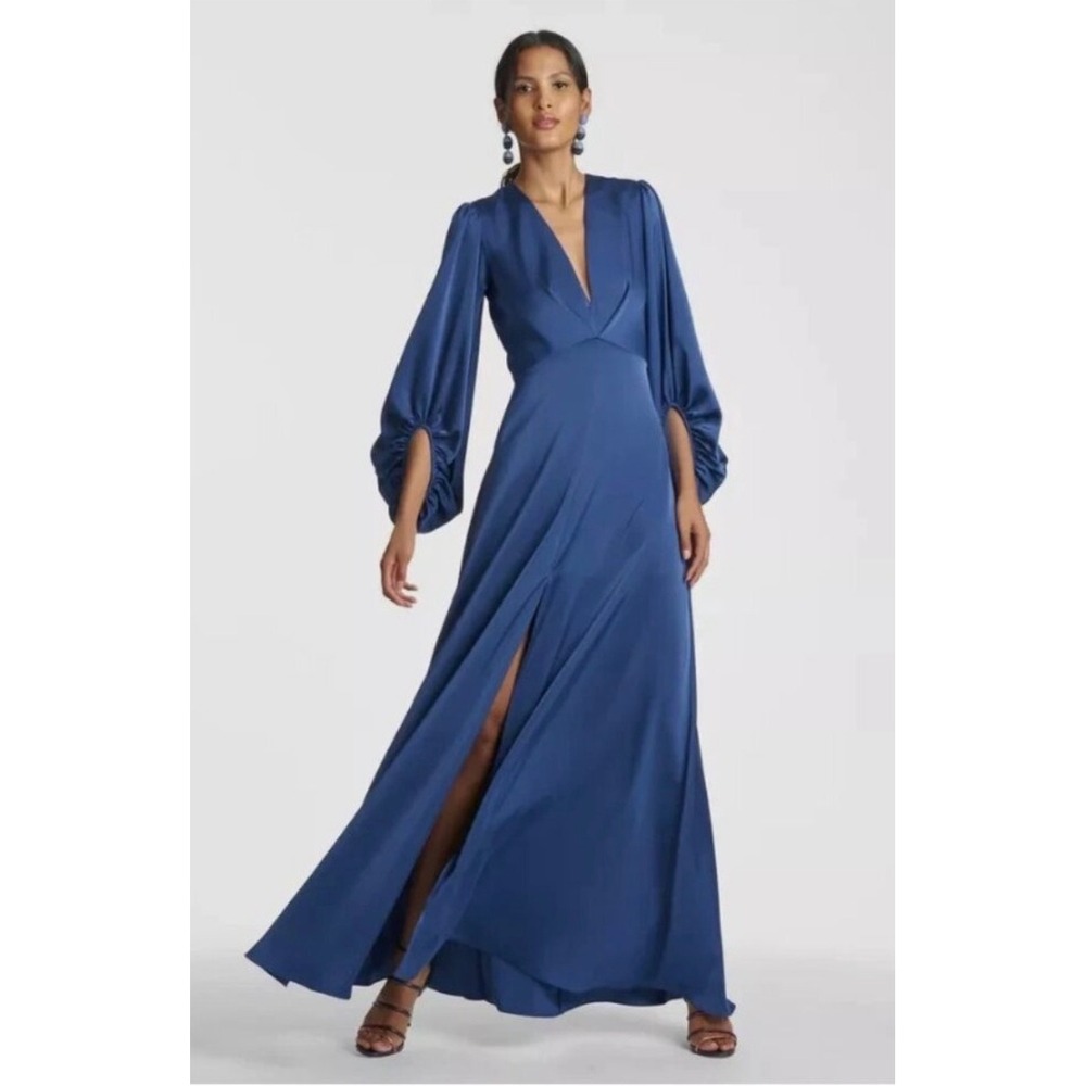 Sachin & Babi Jenny‎ Satin Crepe Gown in Washed Indigo  Size 4 NWT $795